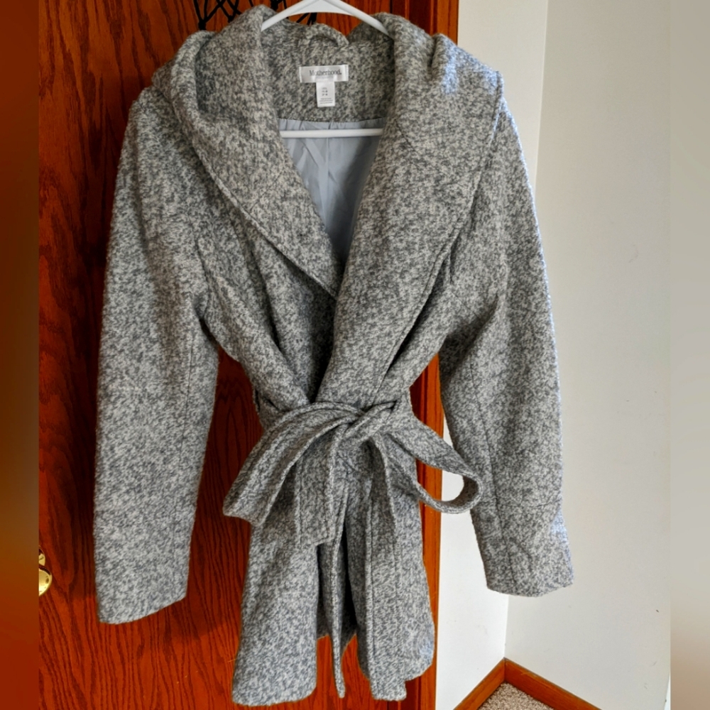 Motherhood maternity thick winter coat - gray - size large